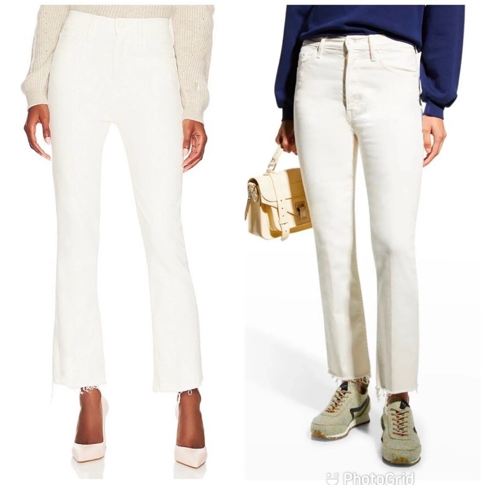 Mother The Tripper Ankle Fray Jeans Antique White Size 29